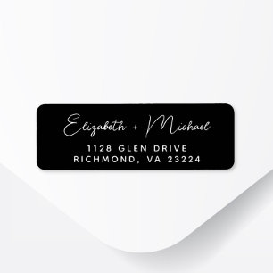 Modern Script Black Wedding Return Address