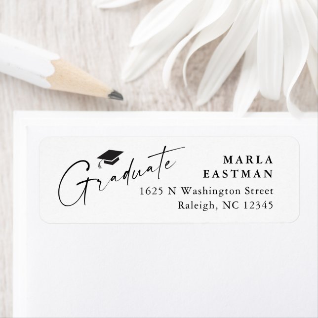 Modern Script Black & White Graduation Address (Insitu)