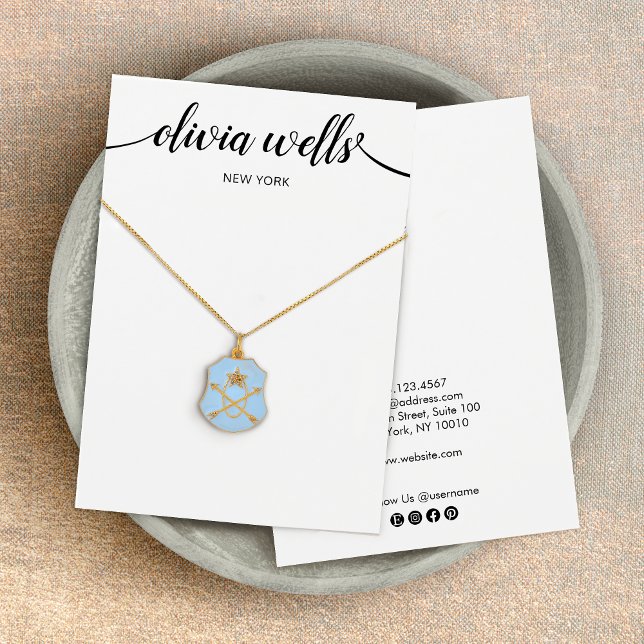 Modern Script Black White Necklace  Display Card (Creator Uploaded)