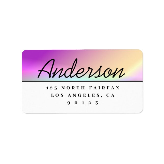 Modern Script Black & White Return Address Label (Front)