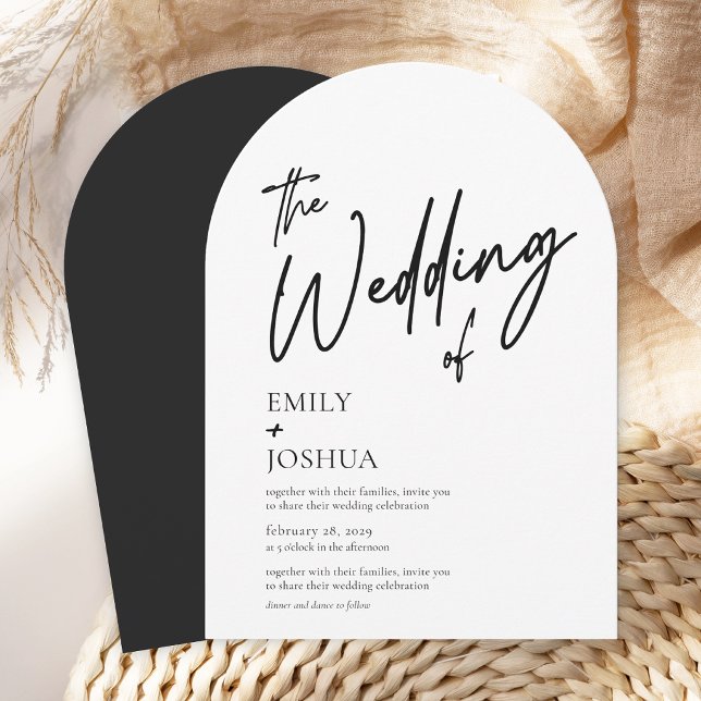 Modern Script Black White Simple Wedding Invitation (Creator Uploaded)