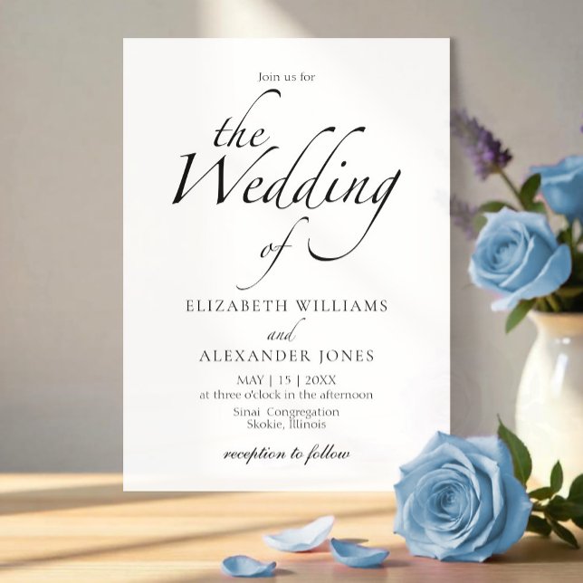 Modern Script Black & White Wedding Invitation (Creator Uploaded)