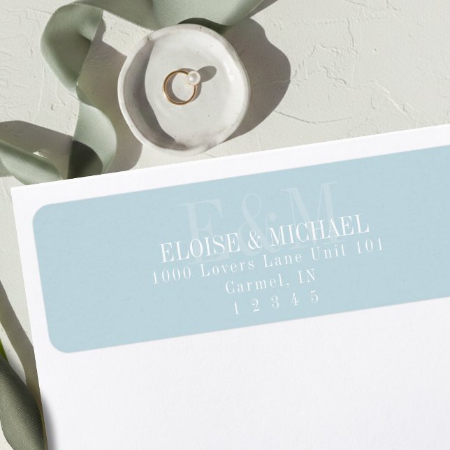 Modern Script Blue Citrus Monogram Wedding (Modern Script Blue Citrus Monogram Wedding Label)