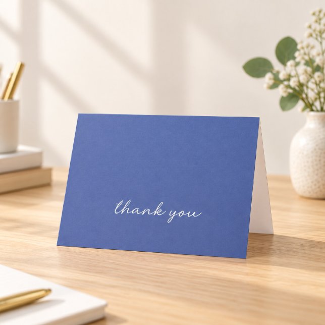 Modern Script Blue Folded Thank You Card (Creator Uploaded)