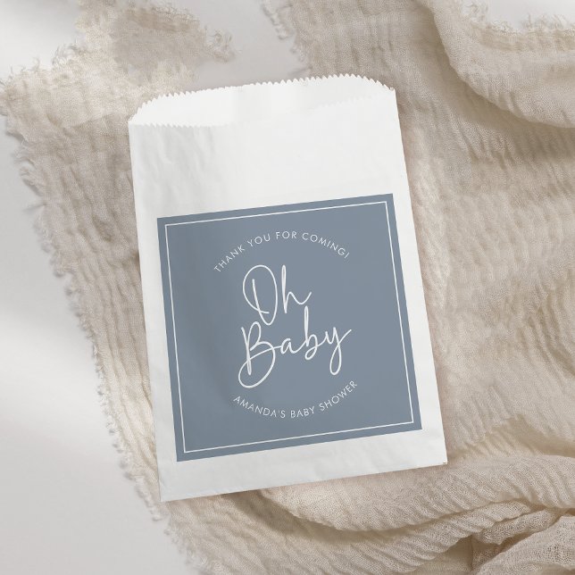 Modern Script Blue Oh Baby Simple Baby Shower Favour Bags (Creator Uploaded)