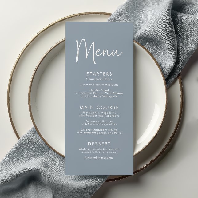 Modern Script Blue Oh Baby Simple Baby Shower Menu (Creator Uploaded)