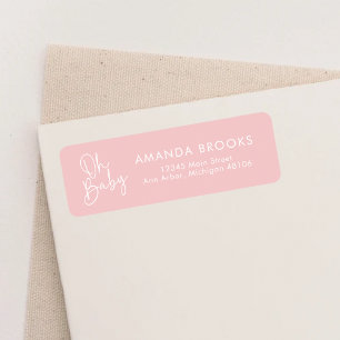 Modern Script Blue Oh Baby Simple Return Address