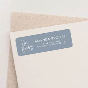 Modern Script Blue Oh Baby Simple Return Address