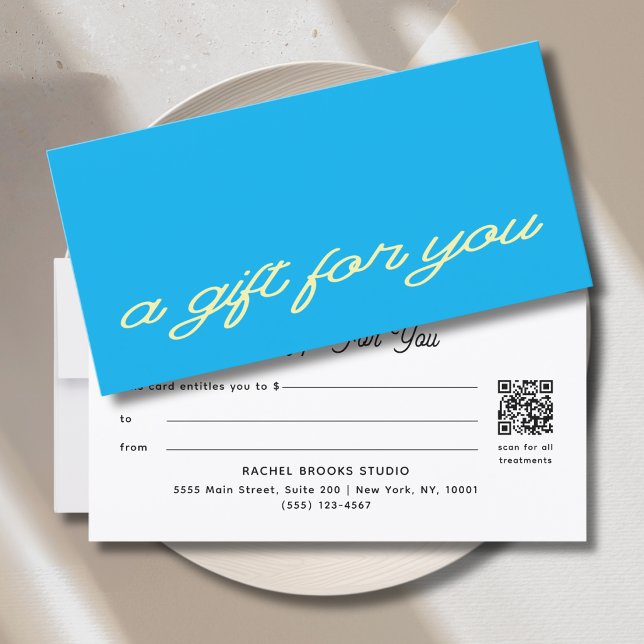 Modern Script Blue QR Code Gift Certificate (Modern Script Blue QR Code Gift Certificate)