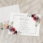 Modern Script Blush Burgundy Floral Bridal Shower  Invitation<br><div class="desc">Modern Script Blush Burgundy Floral Bridal Shower Invitation. Featuring a burgundy roses, dusty blue and rustic bloom, this card can be easily customised for your special occasion such as a bridal shower, engagement party, birthday party, anniversaries, family reunions, and any special occasion you have lined up for the months ahead....</div>