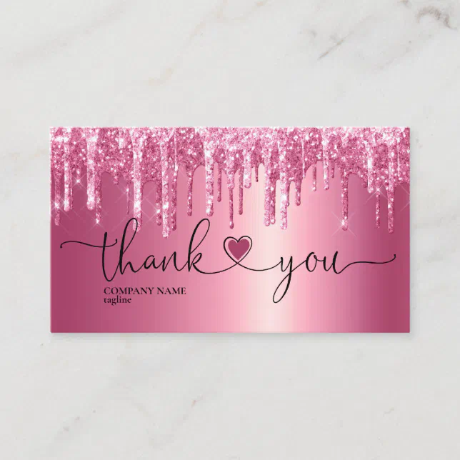 modern script blush pink heart thank you for order business card | Zazzle