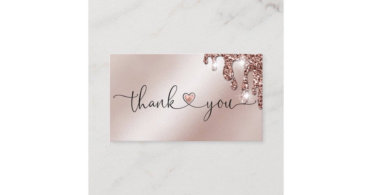 modern script blush pink heart thank you for order business card | Zazzle