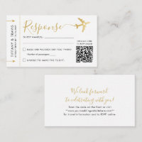 Modern Script Boarding Pass Ticket Mini QR RSVP