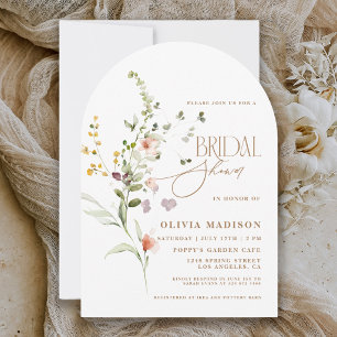 Modern Script Boho Flower Garden Bridal Shower Invitation