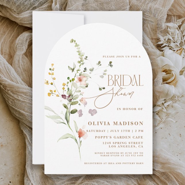 Modern Script Boho Flower Garden Bridal Shower Invitation (Creator Uploaded)