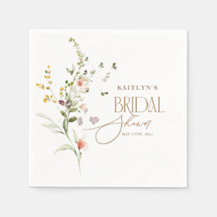 Modern Script Boho Flower Garden Bridal Shower Napkin