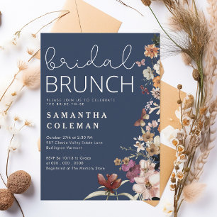 Modern Script Boho Wildfolwer Bridal Shower Brunch Invitation