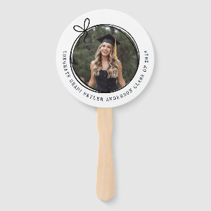 Modern Script Bow Senior Photo Graduation Hand Fan