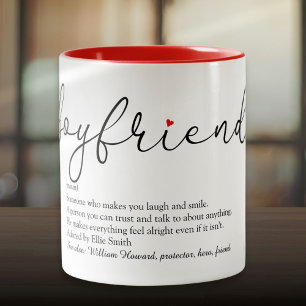 Modern Script Boyfriend Definition Love Heart Two-Tone Coffee Mug