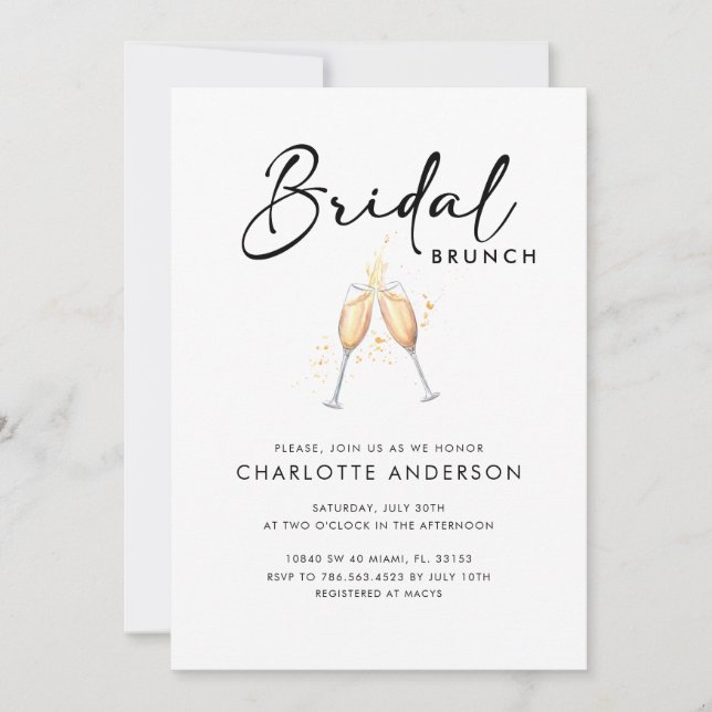 Modern Script Bridal Brunch Invitation (Front)