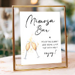 Modern Script | Bridal Brunch Mimosa Bar Sign<br><div class="desc">Minimalist Elegant sign,  Modern Black & White Colour Contrast for your bridal shower brunch.</div>