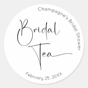 Modern Script Bridal Shower Bridal Tea Classic Round Sticker