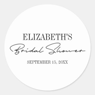 Modern Script Bridal Shower Classic Round Sticker