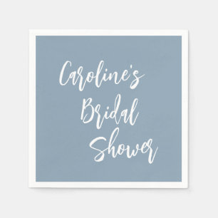 Modern Script Bridal Shower Custom Dusty Blue  Napkin