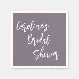 Modern Script Bridal Shower Custom Dusty Purple Napkin