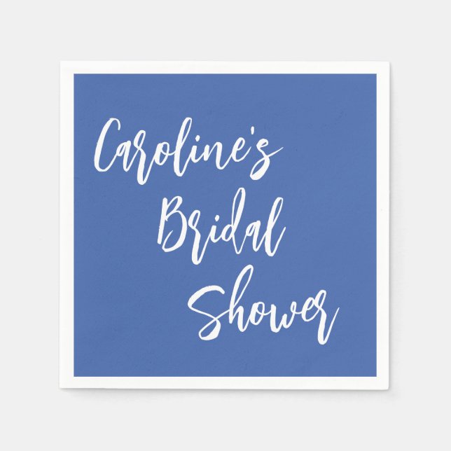 Modern Script Bridal Shower Custom French Blue Napkin (Front)