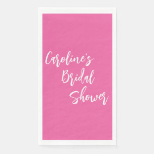 Modern Script Bridal Shower Custom Hot Pink Napkin