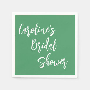 Modern Script Bridal Shower Custom Kelly Green Napkin