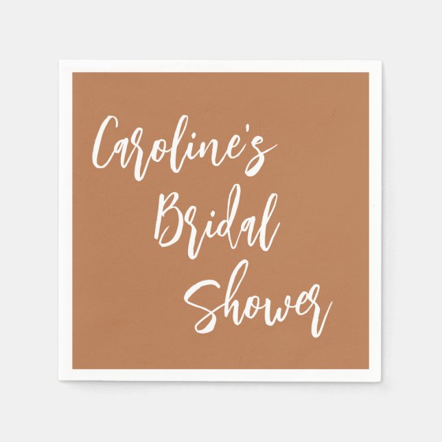 Modern Script Bridal Shower Custom Terracotta Napkin (Front)