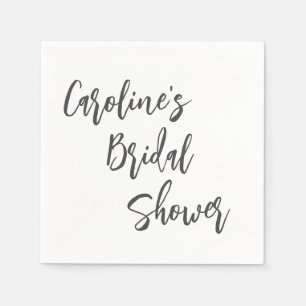 Modern Script Bridal Shower Custom White Napkin
