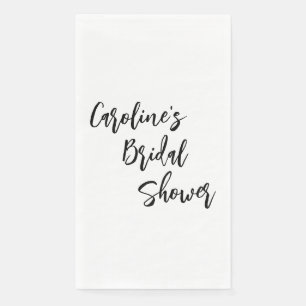Modern Script Bridal Shower Custom White Napkin