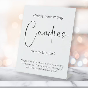 Modern Script Bridal Shower Guess How Many Candies Pedestal Sign