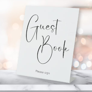Modern Script Bridal Shower Guest Book Pedestal Sign