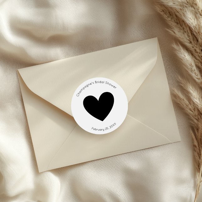 Modern Script Bridal Shower Heart Classic Round Sticker (Creator Uploaded)