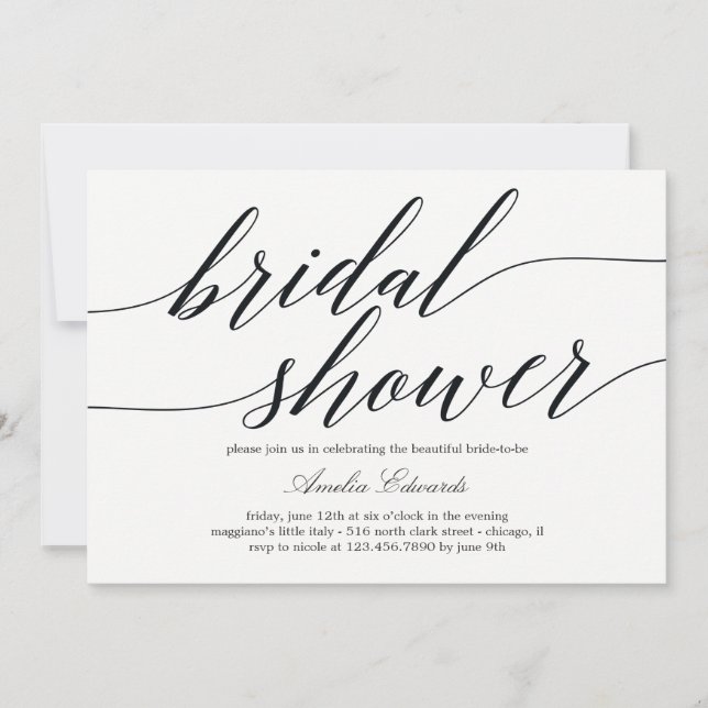 Modern Script Bridal Shower Invitation (Front)