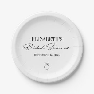 Modern Script Bridal Shower Paper Plate