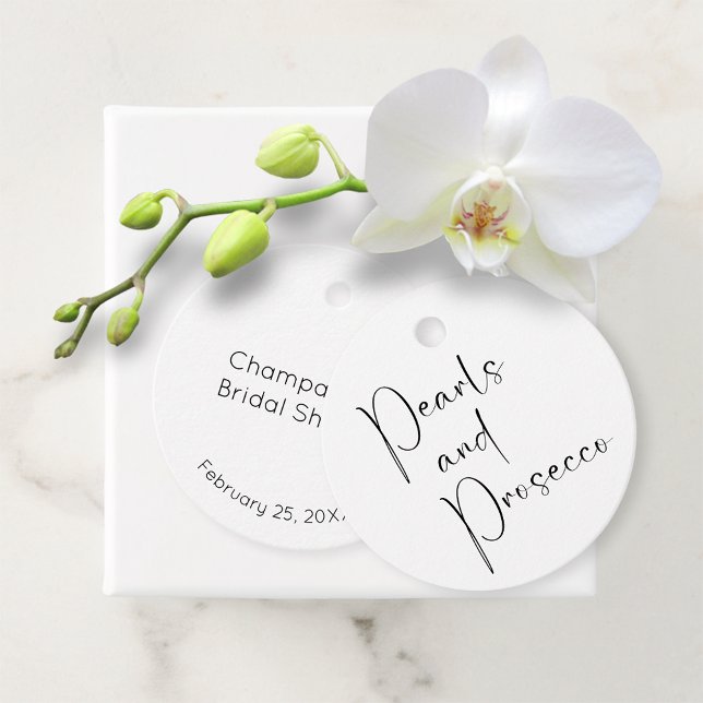 Modern Script Bridal Shower Pearls and Prosecco Favour Tags (Creator Uploaded)