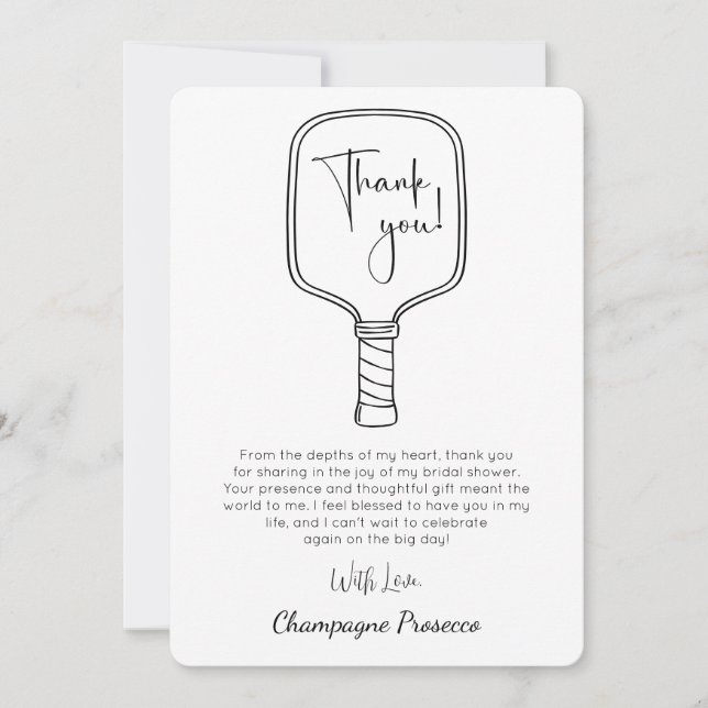 Modern Script Bridal Shower Pickleball & Prosecco Invitation (Front)