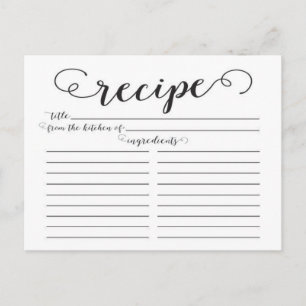 Modern Script Bridal Shower Recipe Cards