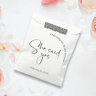 Modern Script Bridal Shower She Said Yes Favour Bags