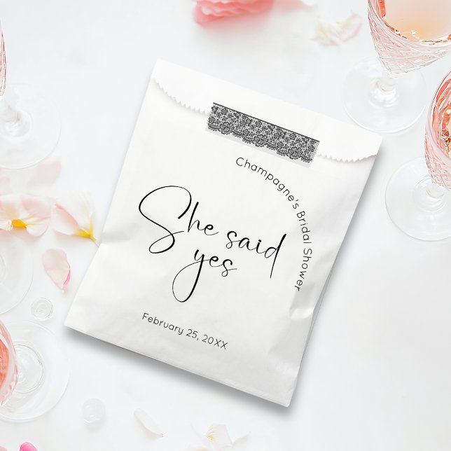 Modern Script Bridal Shower She Said Yes Favour Bags (Creator Uploaded)