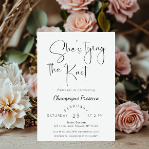Modern Script Bridal Shower She's Tying The Knot Invitation