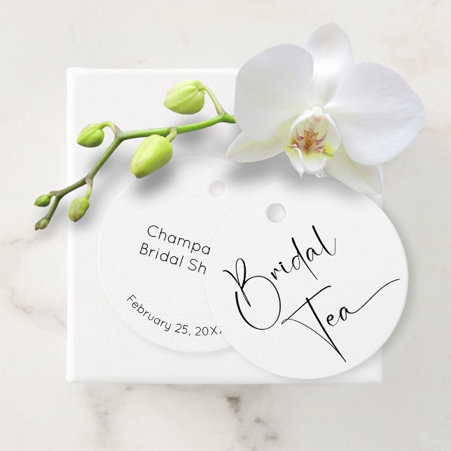 Modern Script Bridal Shower Tea Favour Tags (Creator Uploaded)