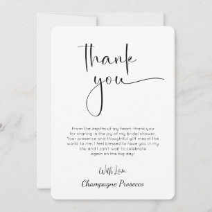 Modern Script Bridal Shower Thank You Card