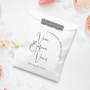 Modern Script Bridal Shower Vino Before Vows Favour Bags