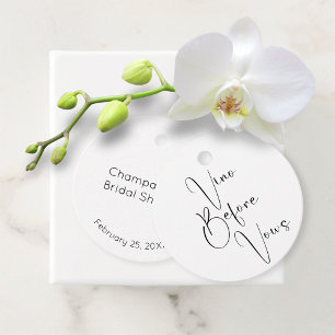 Modern Script Bridal Shower Vino Before Vows Favour Tags